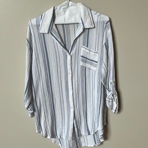 Kona Sol Blue and White Striped Cover Up size S